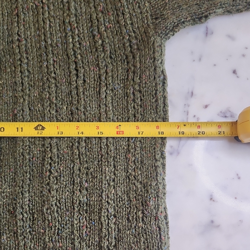 Handmade Olive Green Knit Cardigan with Decorative Goldtone Buttons - Picture 5 of 13